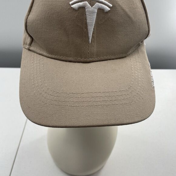 Tesla Strap Back Hat Cap Beige Adult Adjustable 6 Panel - Picture 2 of 12